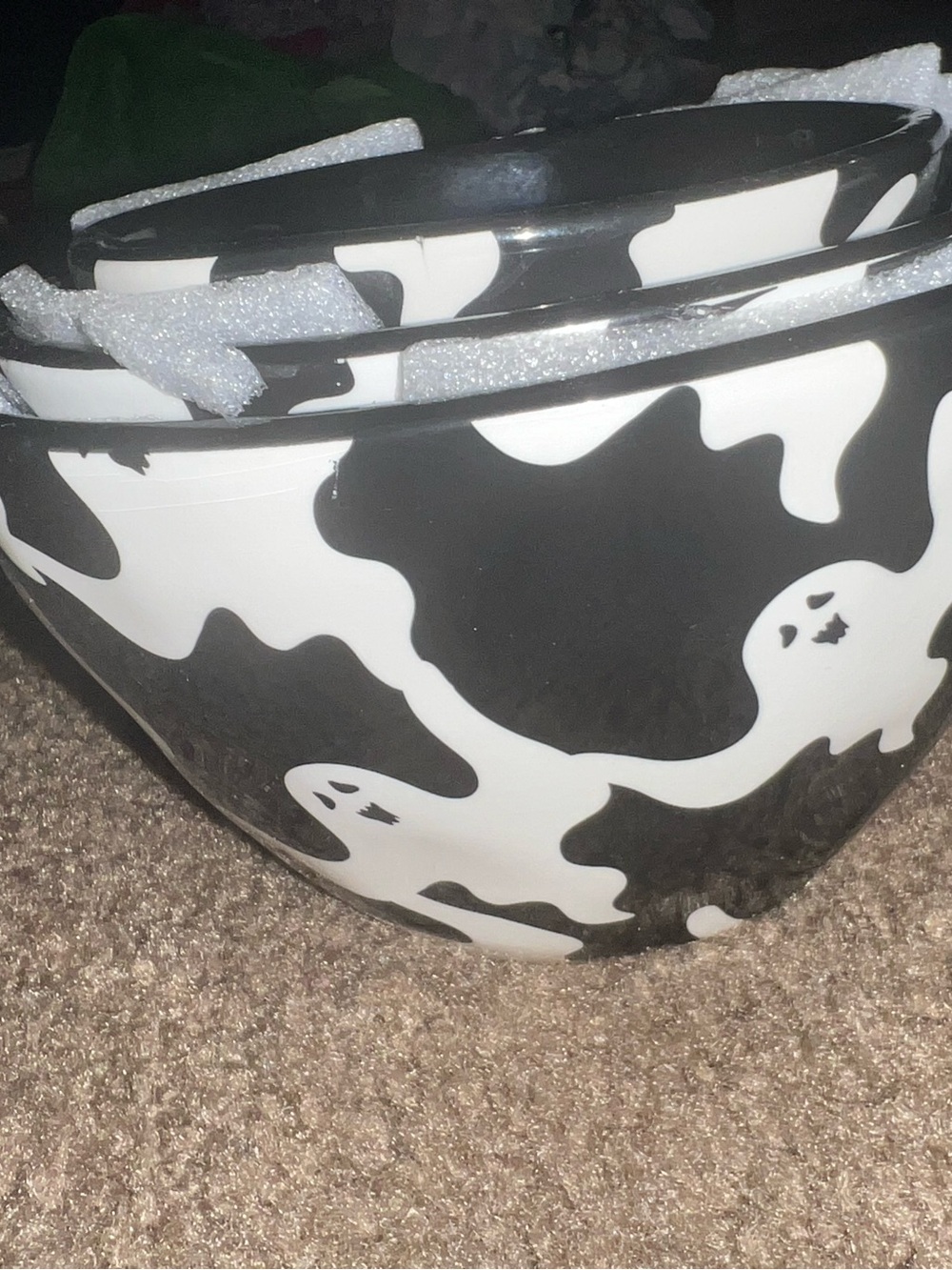 Black & White Ghost Pattern Decorative Vase - Home Kitchen Vases